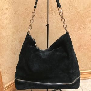 Bodhi black leather purse chain & braided handle